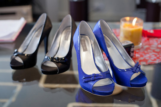 bridesmaid blue shoes