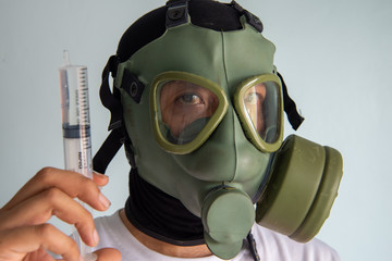 man Wearing Scrubs and Protective Mask and Goggles Banner.