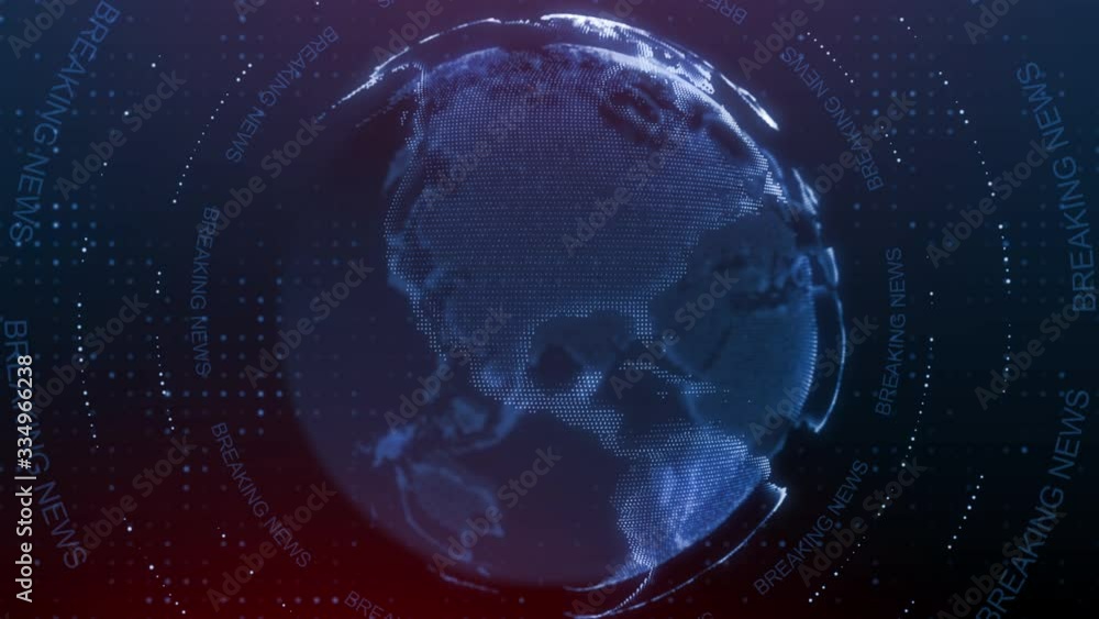 Poster global earth rotating digital world breaking news studio background for news report and breaking new