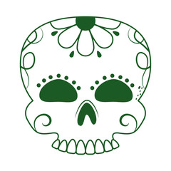 skull catrina flower decoration cinco de mayo mexican celebration line style icon