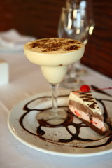 White chocolate mousse and tiramisu