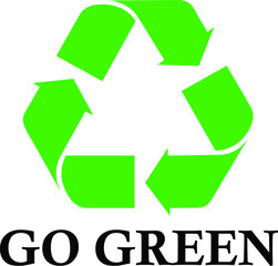 illustration vector icon of recycle with go green message