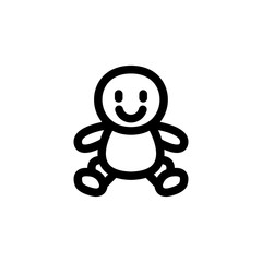 Doll Toy Outline Icon Vector Illustration