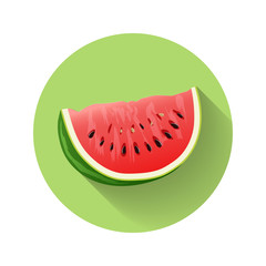 Watermelon vector illustration. Slice of watermelon icon. Fresh healthy food - organic natural food isolated