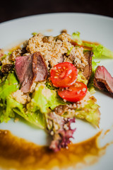 warm salad with veal and couscous