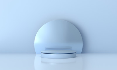 3D rendering of the blue geometric space background.