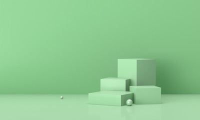 3D rendering of the green geometric space background.