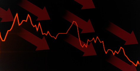 Fototapeta premium economic crisis impact concept graph chart diagram on screen down global business finance. Selective focus.
