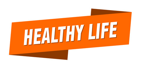 healthy life banner template. healthy life ribbon label sign