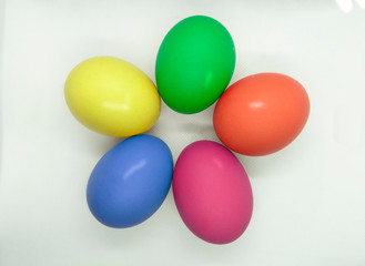 Colorful easter eggs isolated over white background