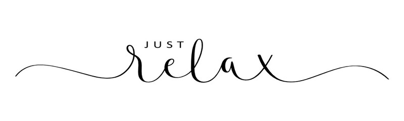JUST RELAX vector brush calligraphy banner with swashes