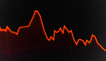 economic  crisis impact concept graph chart diagram on screen down global business finance. Selective focus.