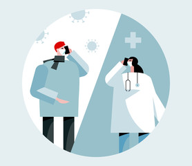 Basic protective measures against the new coronavirus COVID-19. Medical help and support. Call ambulance. Advice to save from virus. Vector illustration EPS 10 isolated