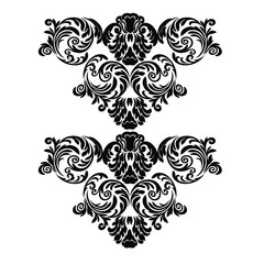 Vintage baroque ornament retro pattern antique style acanthus on a black background. Decoration for cards and wedding invitations.