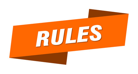 rules banner template. rules ribbon label sign