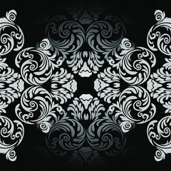 Vintage baroque ornament retro pattern antique style acanthus on a black background. Decoration for cards and wedding invitations.