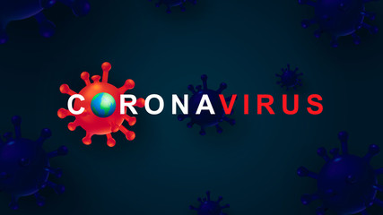 New Coronavirus 2019-nKoV. The covert virus 19-NKP. Background with realistic 3d red viral cells. Symbol of danger. Latest news. Vector