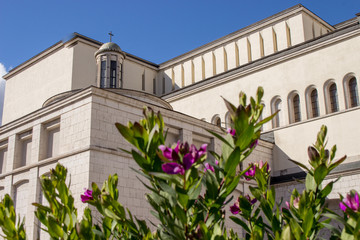 View of Cathedral of Santa Maria de Episcopio, church in Benevento, in a sun day