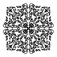 Vintage baroque ornament retro pattern antique style acanthus on a black background. Decoration for cards and wedding invitations.