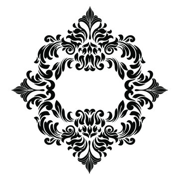 Vintage baroque ornament retro pattern antique style acanthus on a black background. Decoration for cards and wedding invitations.