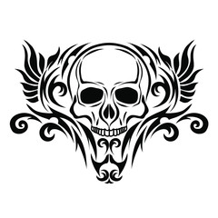 Vintage retro human skull and jaw isolated vector illustration on a white background. Design element for logo, badge, tattoo