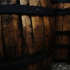 Old wine barrels close-up