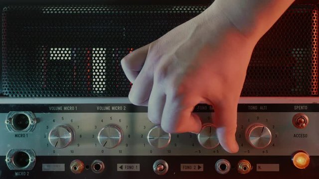 Vintage Old Italian Tube Amp Power On and Volume Adjustment