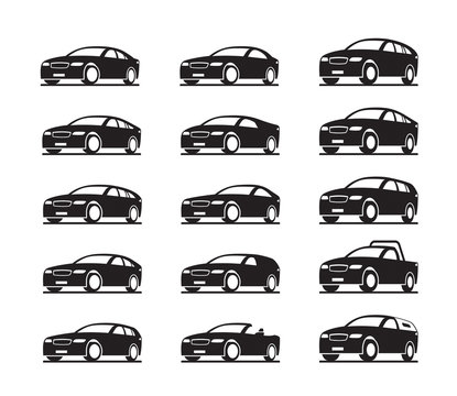 Modern cars in perspective – vector illustration