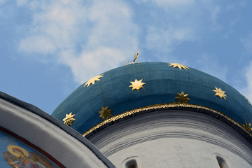 Architecture of Trinity Sergius Lavra, Sergiyev Posad, Russia. Color photo.