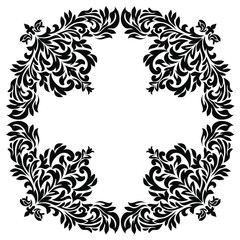 Vintage baroque ornament retro pattern antique style acanthus on a black background. Decoration for cards and wedding invitations.