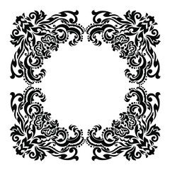 Vintage baroque ornament retro pattern antique style acanthus on a black background. Decoration for cards and wedding invitations.