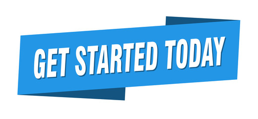 get started today banner template. get started today ribbon label sign