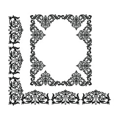 Vintage baroque ornament retro pattern antique style acanthus on a black background. Decoration for cards and wedding invitations.