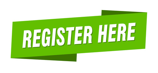 register here banner template. register here ribbon label sign