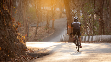 Athletes who ride bicycles up Doi Kham, Chiang Mai, Thailand