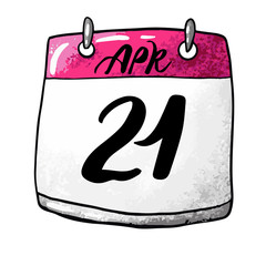 Calendar with the date April 21 on a white background. Yom Hashoah - Day of Holocaust and Heroism. Vector illustration