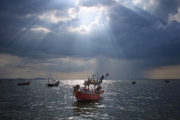 Obraz premium Boat in dream city