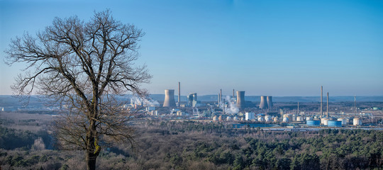 industry and tree in panorama