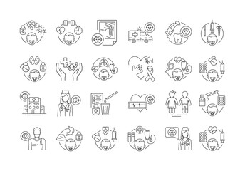 Pediatrics black line icons set. Medical health care sign. Childcare concept. Pictogram for web page, mobile app, promo. UI UX GUI design element