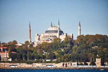 Ayasofya Museum (Hagia Sophia) in Sultan Ahmet park in Eminonu, Istanbul, Turkey