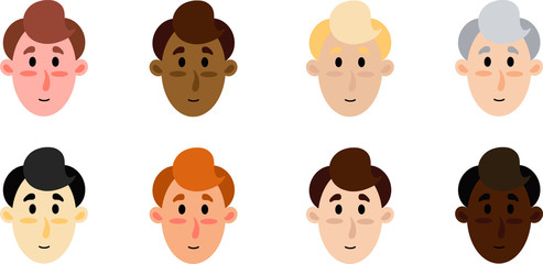 A set of men of different nationalities. Vector illustration. People Icon Set