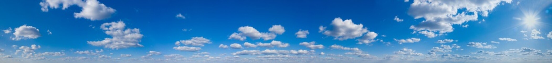 Panorama Blue sky and white clouds. Bfluffy cloud in the blue sky background