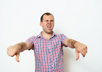 man showing a thumb down gesture