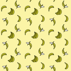 Bananas yellow seamless pattern. Summer tropical fruits background.