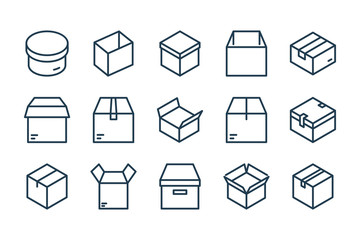 Package box and Delivery service related line vector icons. Parcel and Cargo distribution outline icon set.