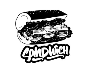 Hand drawn sandwich and lettering logo