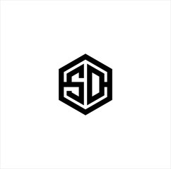 Hexagonal letter sd logo, Vector Illustration of Letter sd Logo Design, vector image of hexagonal letter sd logo design template