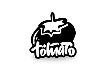 Vector illustration of hand drawn black tomato