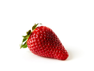 one strawberry on white cove background