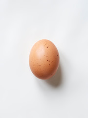 one egg on white background top view